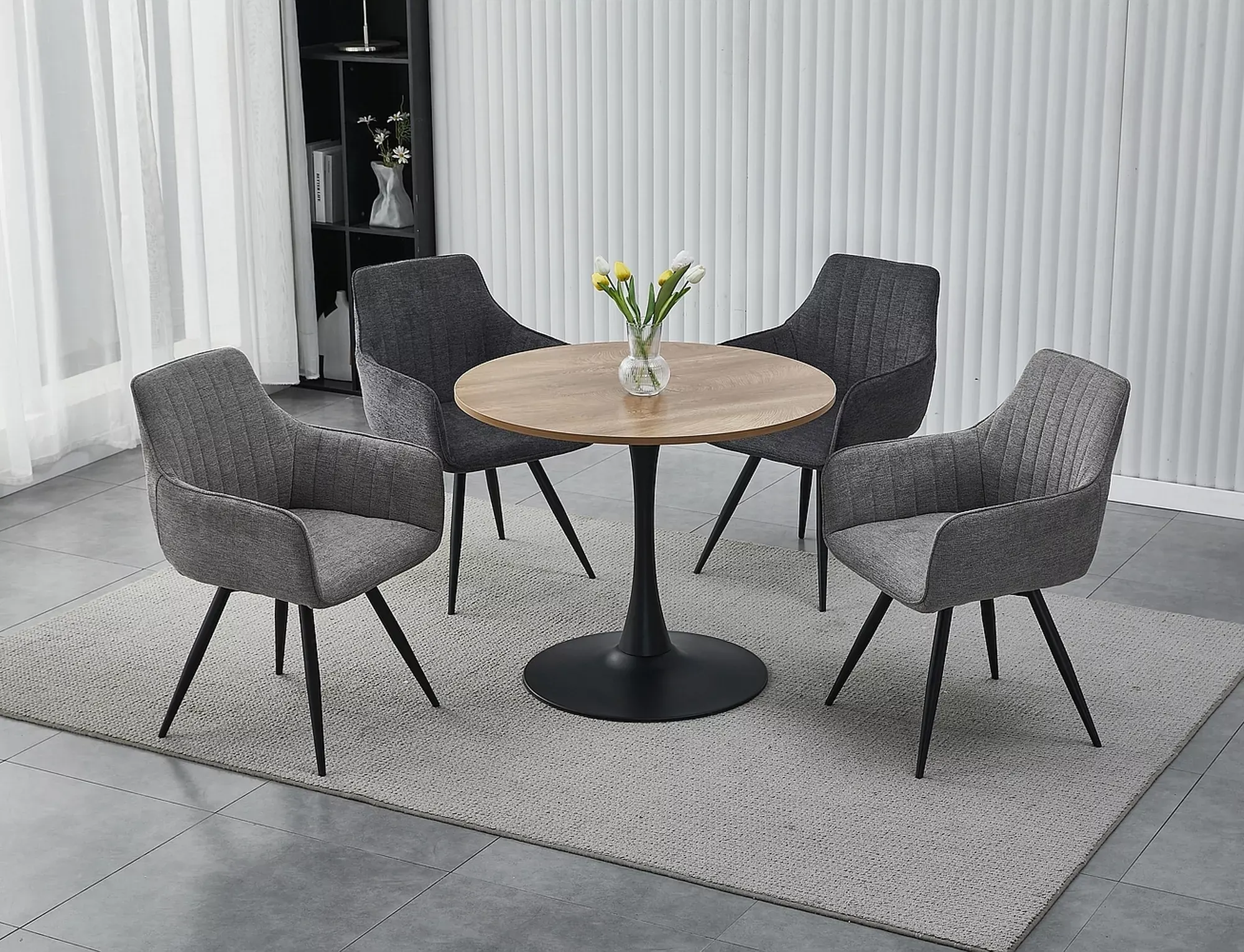 Krzesło obrotowe z podłokietnikami BALLO Brego 18 ciemnoszare czarny stelaż - BALLOBRCCSZ