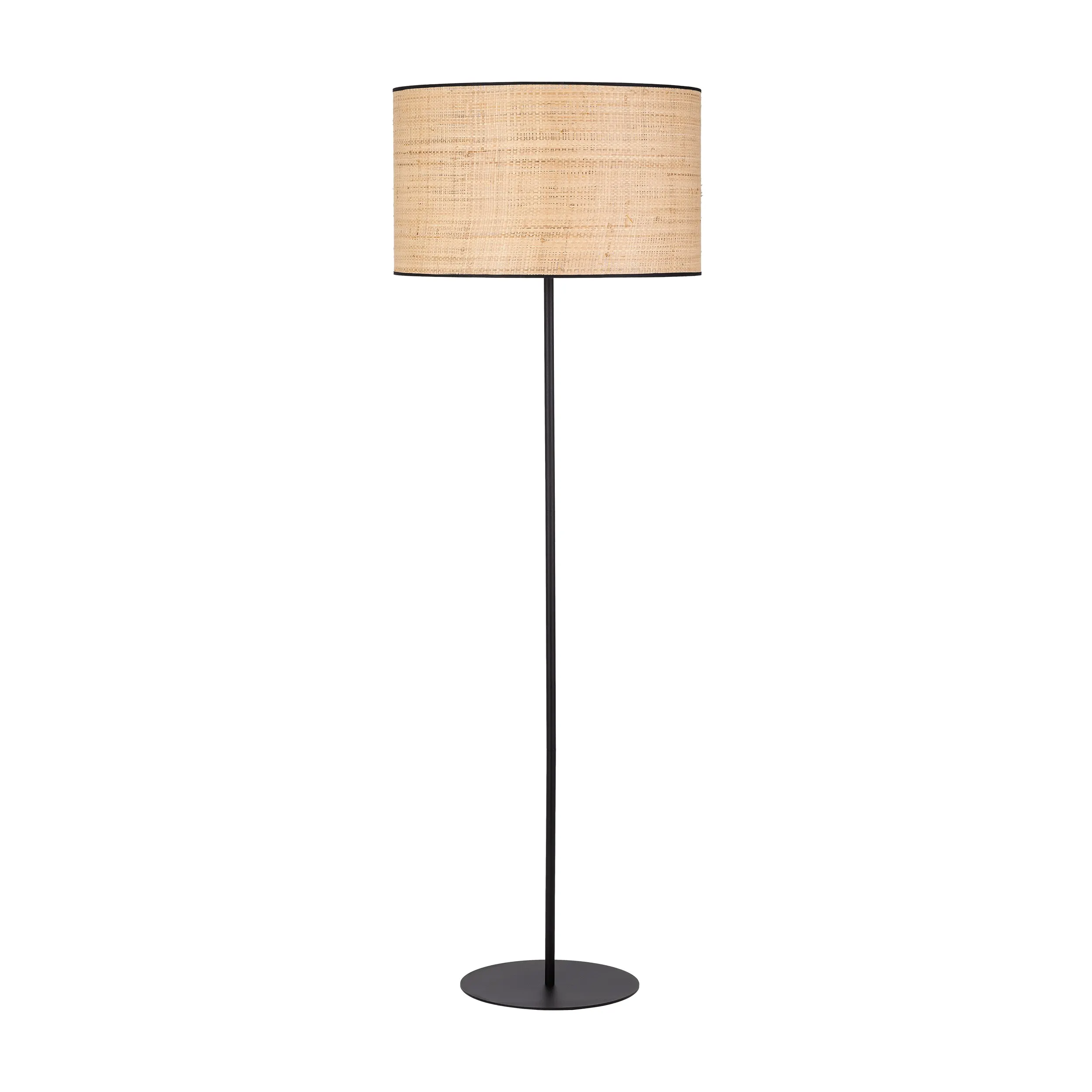 Lampa podłogowa LIBERIA czarna z brązowym kloszem z tkaniny okrągłym 159x50cm - TK_5161