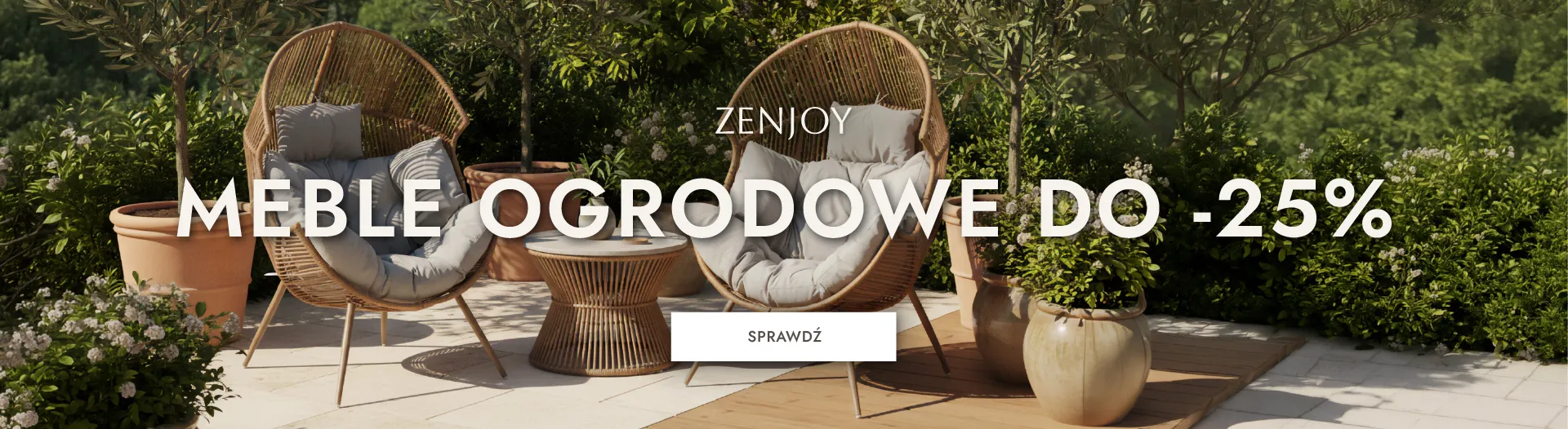 meble ogrodowe, fotele wiszące, rattan, poduszki, zestaw wypoczynkowy