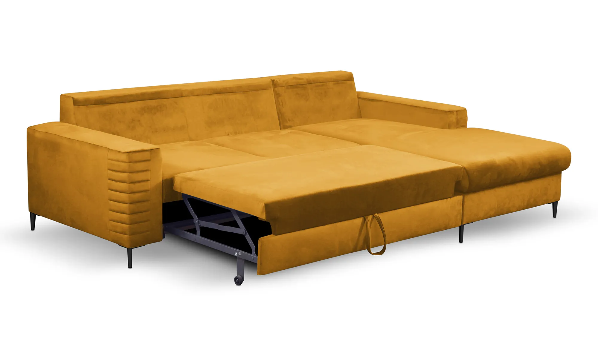 Narożnik rozkładany z pojemnikiem COLLIN VELLUTO 253 cm prawy musztardowy - COLILIN_NAR_VELLUTO8_P