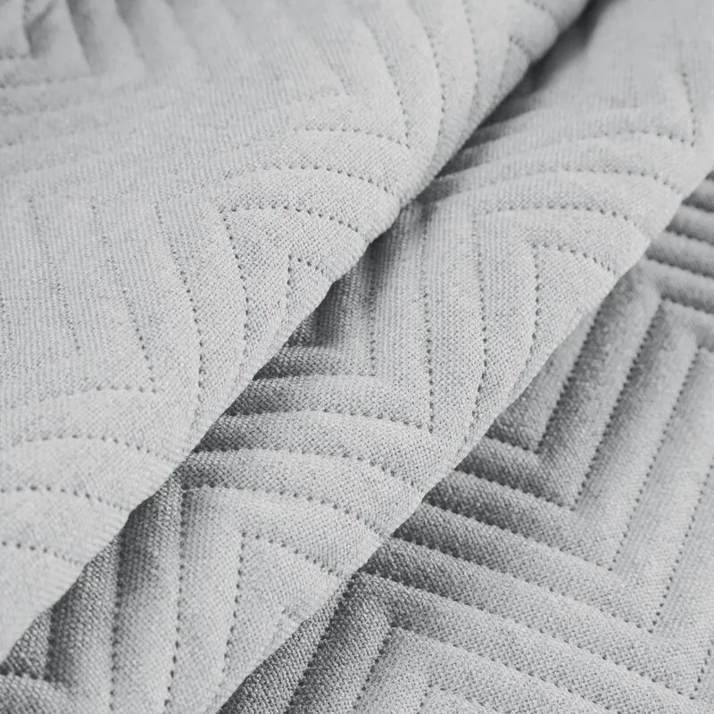 Narzuta pikowana LEN 3 200 X 220 cm Srebrny - EU_458229