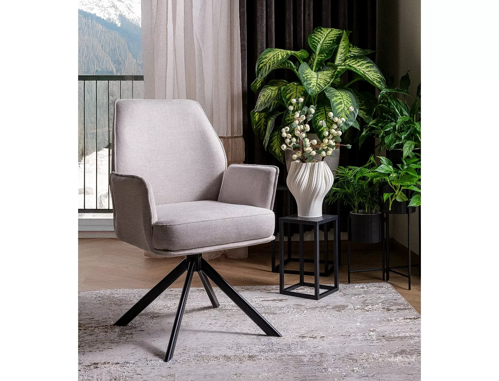 Krzesło obrotowe HUGO BREGO jasnobeżowe czarne nogi - HUGOBRCJBE22