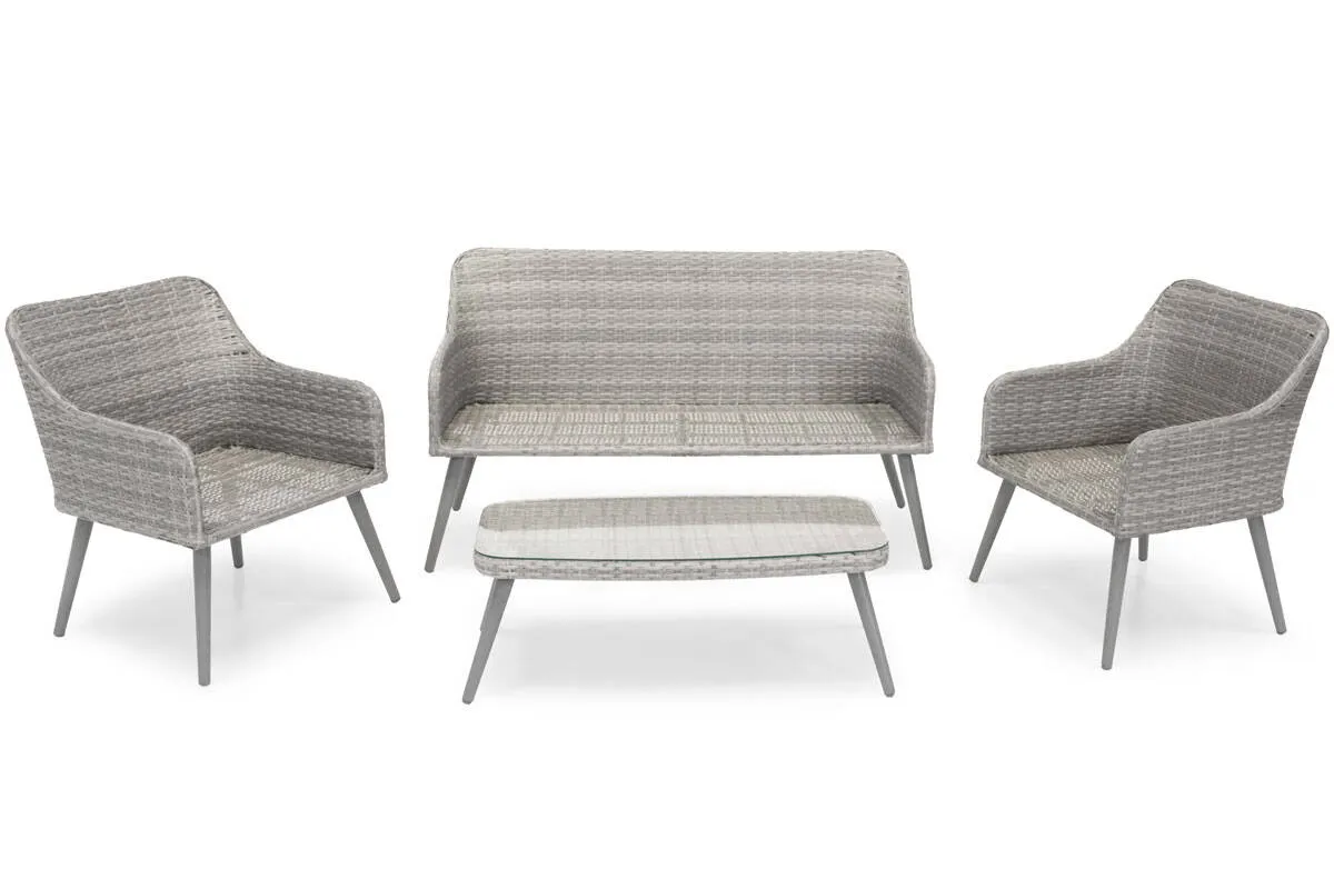 Zestaw ogrodowy z poduszkami MOKKA sofa+stolik+2 fotele - technorattan - szary - FE5906948110571