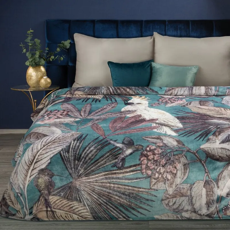 Wyjątkowo miękki koc ARA z nadrukiem 150 X 200 cm Turkusowy Wyjątkowo miękki koc ARA z nadrukiem 150 X 200 cm Turkusowy