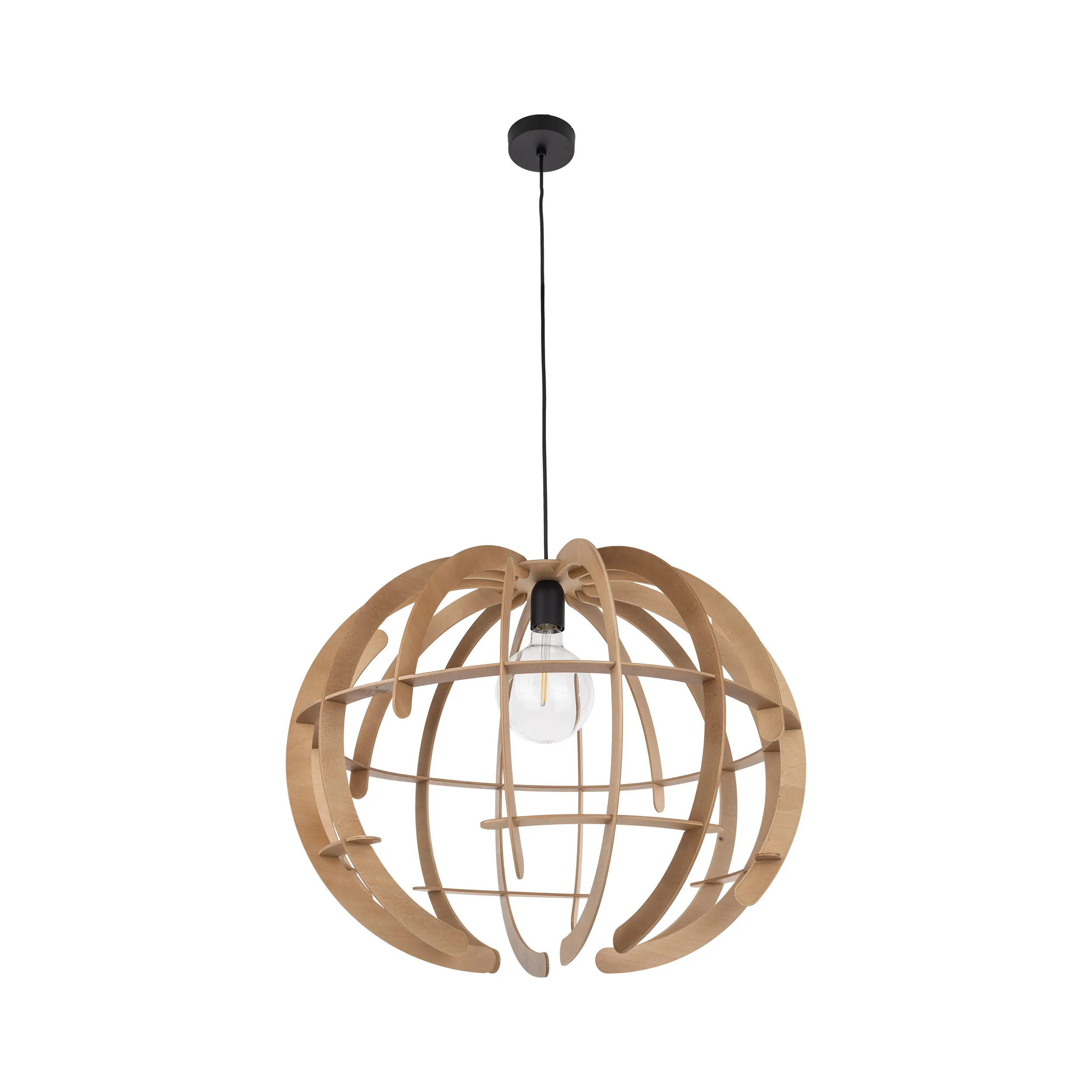 Lampa wisząca VENUS czarna z drewnianym kloszem 180x63cm - TK_6888