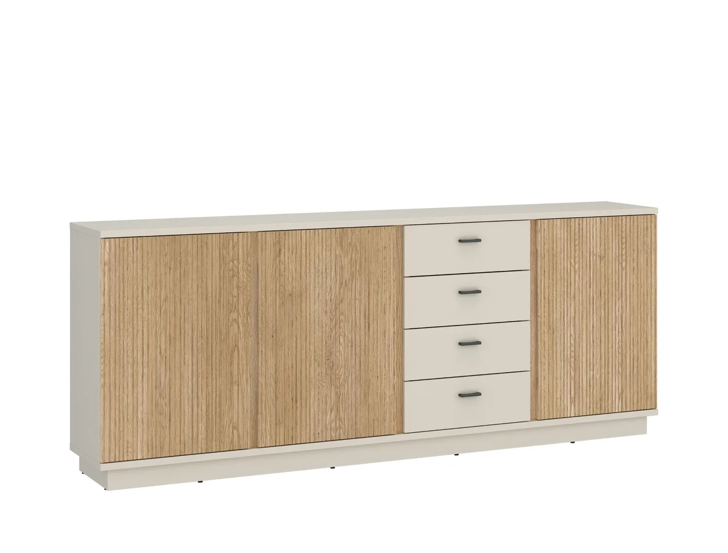 Komoda 3-drzwiowa z szufladami MOSANO 200 cm kaszmir/dąb cremona Meble, Kredens, Gabinet, Szuflada