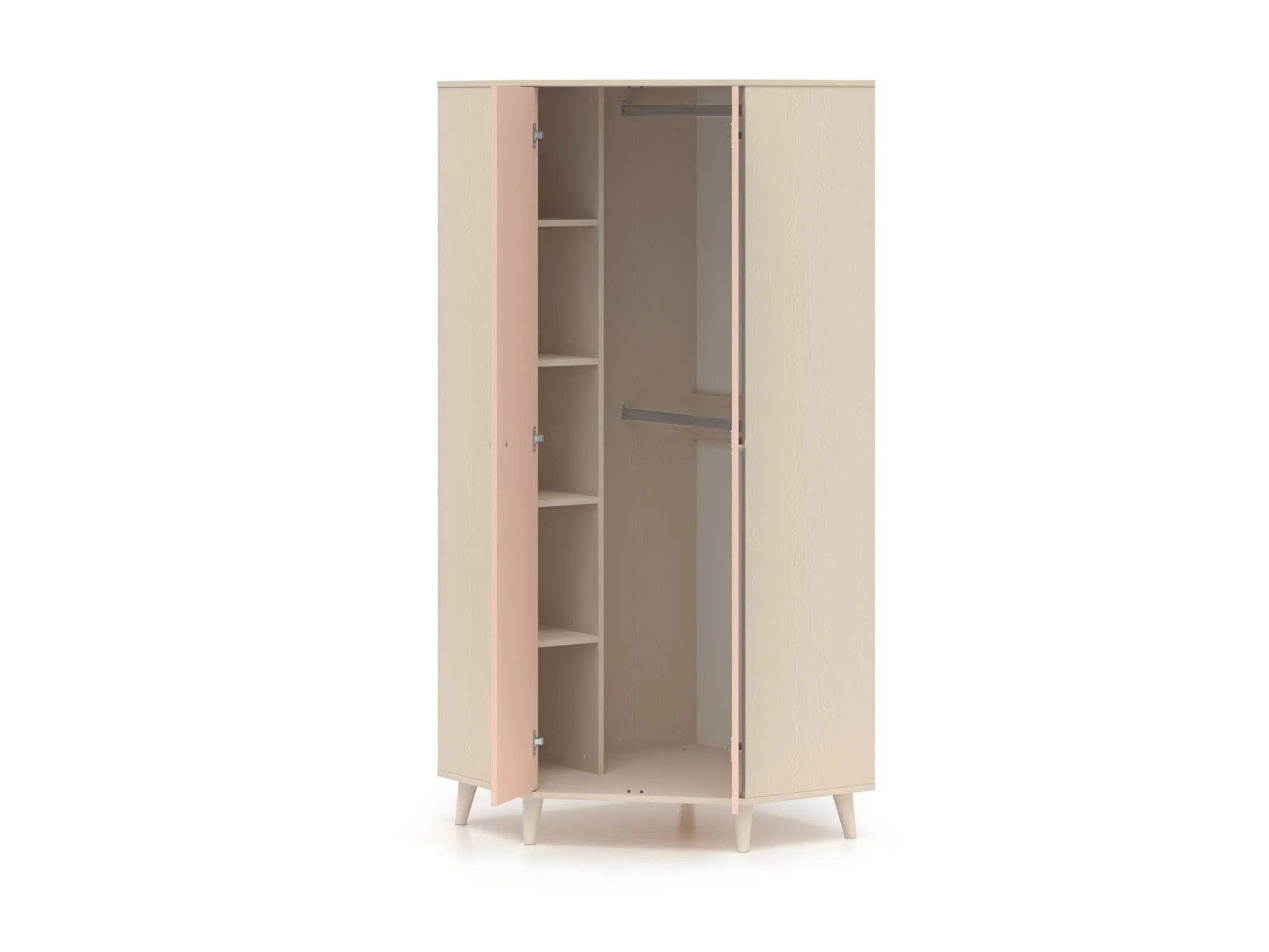 Szafa narożna 2-drzwiowa MEVEL 01 piasek pustyni, różowy - 1MEVE01-001