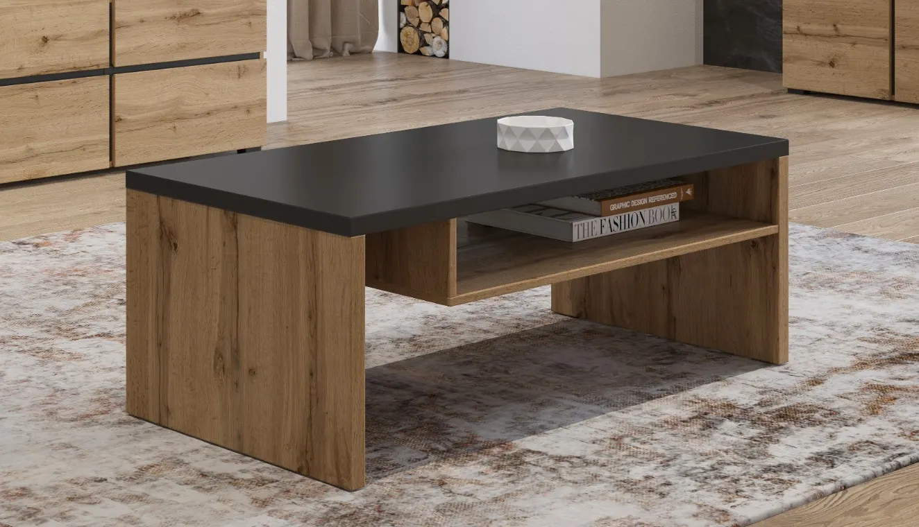 Stolik kawowy z półką CROSS 60x120 dąb wotan - 24N6MY99