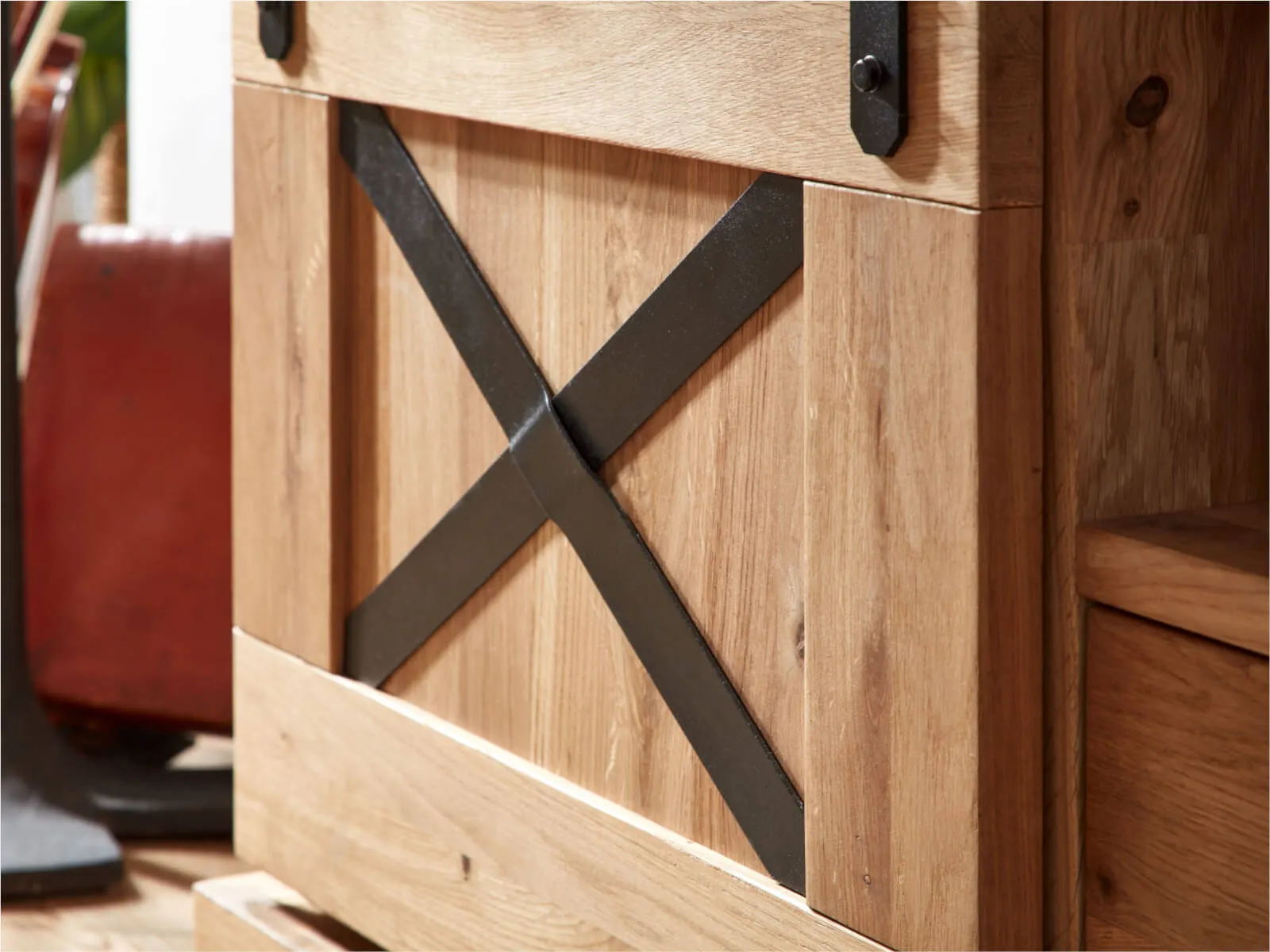 Szafka rtv dębowa TIDY 198 cm z półkami, dąb olejowany - GK_1034240801