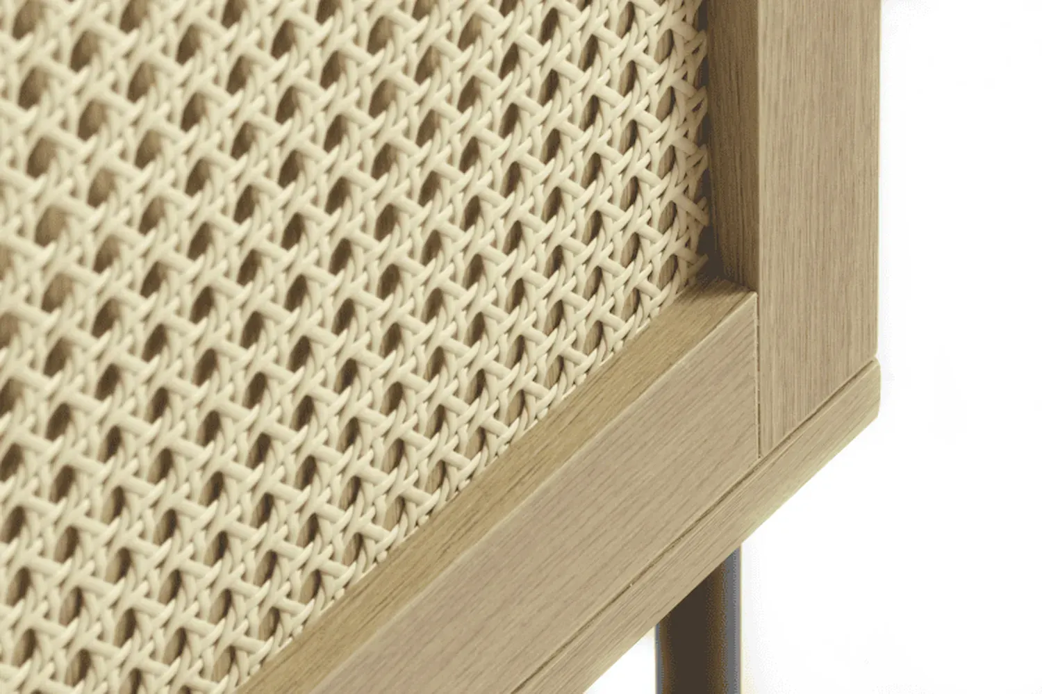 Komoda wysoka 2-drzwiowa PENSACOLA 80x135 rattan/efekt dębu - UN_34532023