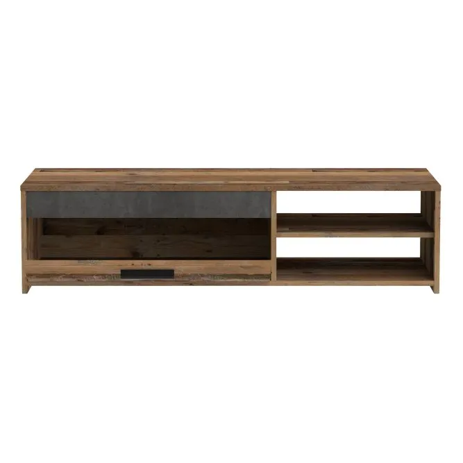 Szafka RTV CLIF z klapą i wnęką - old wood vintage, beton