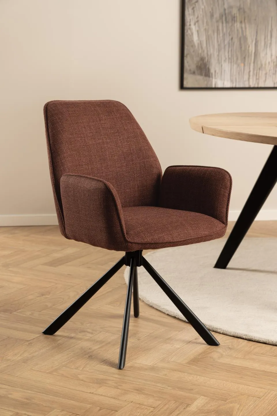 Krzesło obrotowe z podłokietnikami DOMINO Brązowy, Czarny ( zestaw 2 sztuk ) - 0000101940