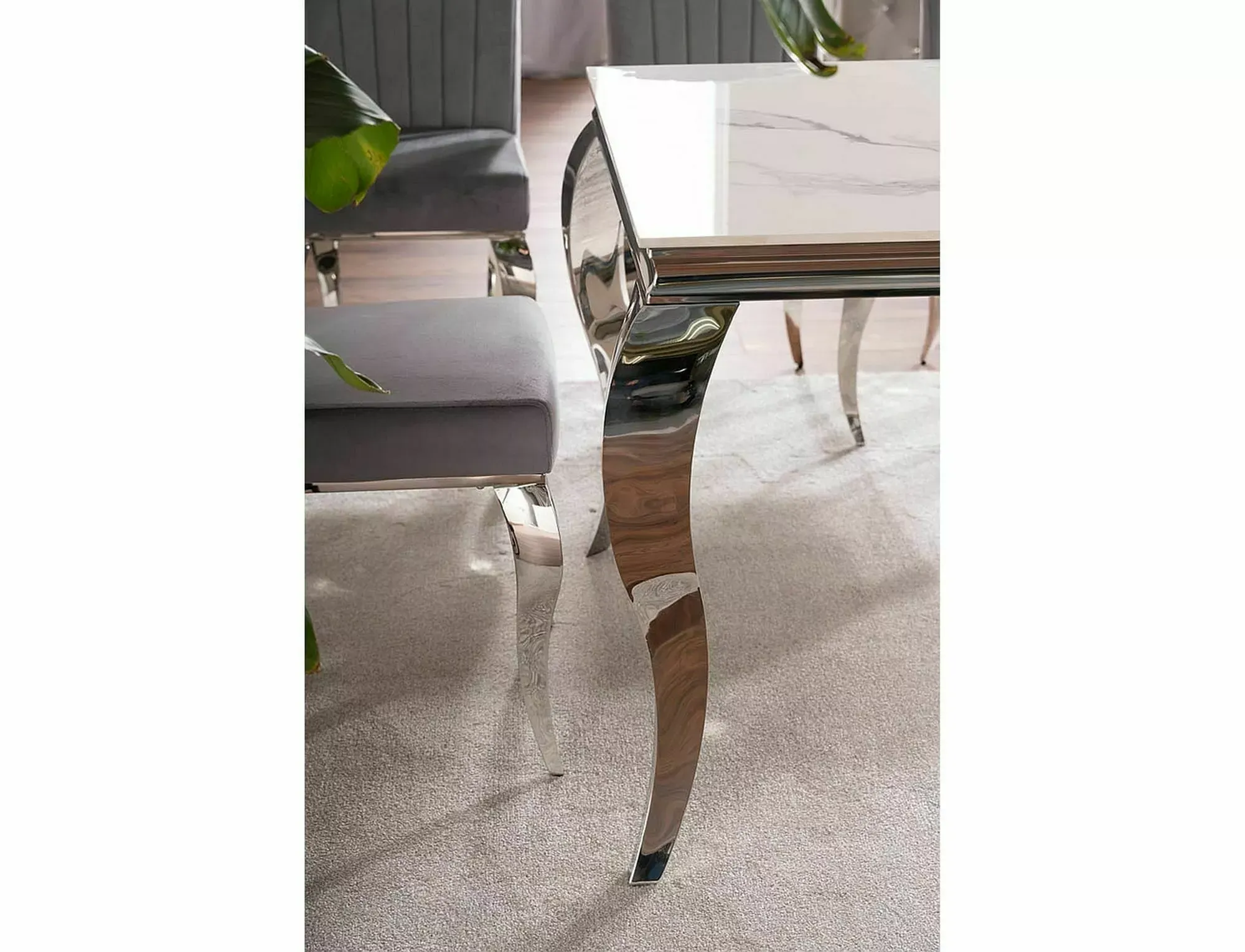Stół jadalniany ceramiczny PRINCE CERAMIC 90x180  biały efekt marmuru/chrom Signal — zdjęcie 7