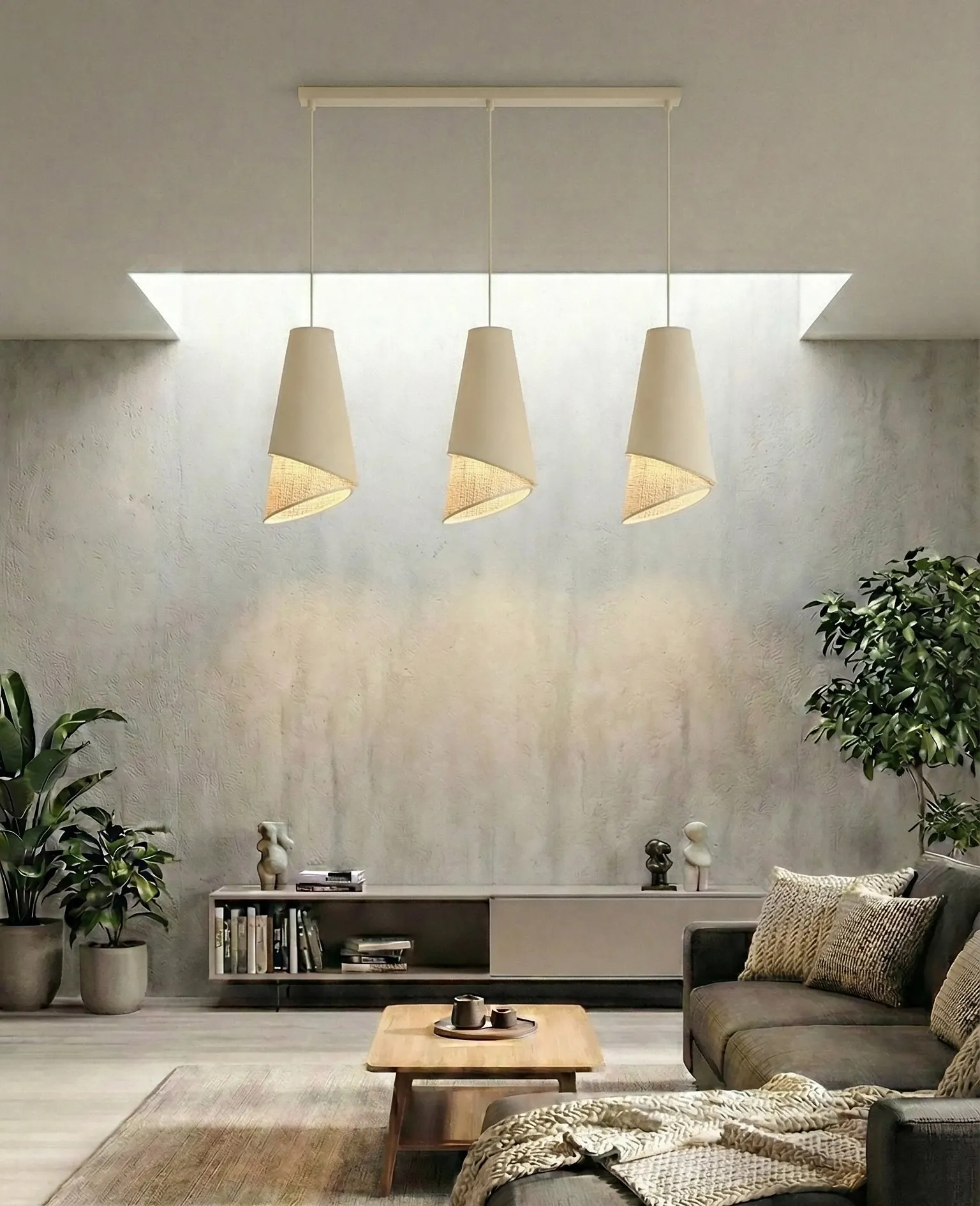 Lampa wisząca z perforowanym kloszem MODA 3 rattan beżowy - 1620/3