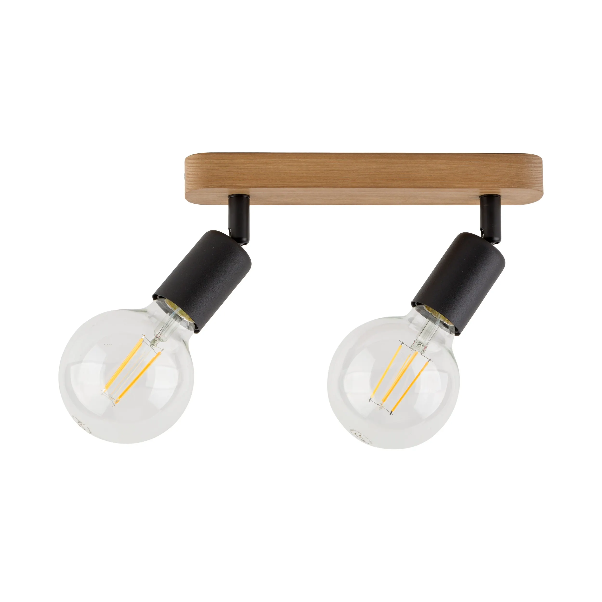 Lampa sufitowa SIMPLY czarna na drewnianej sosnowej listwie 33x15x13cm
