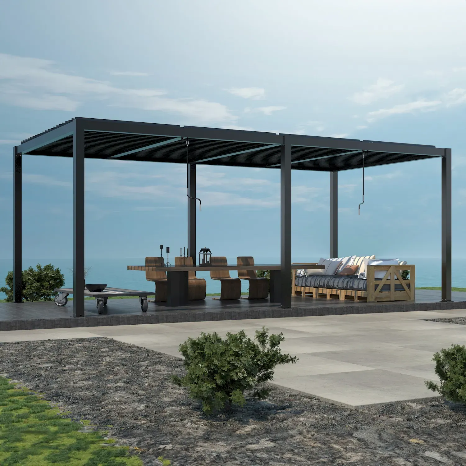 Pergola LUXE 5,8x4x2,5m z oświetleniem LED antracyt Esti&Esta — zdjęcie 7