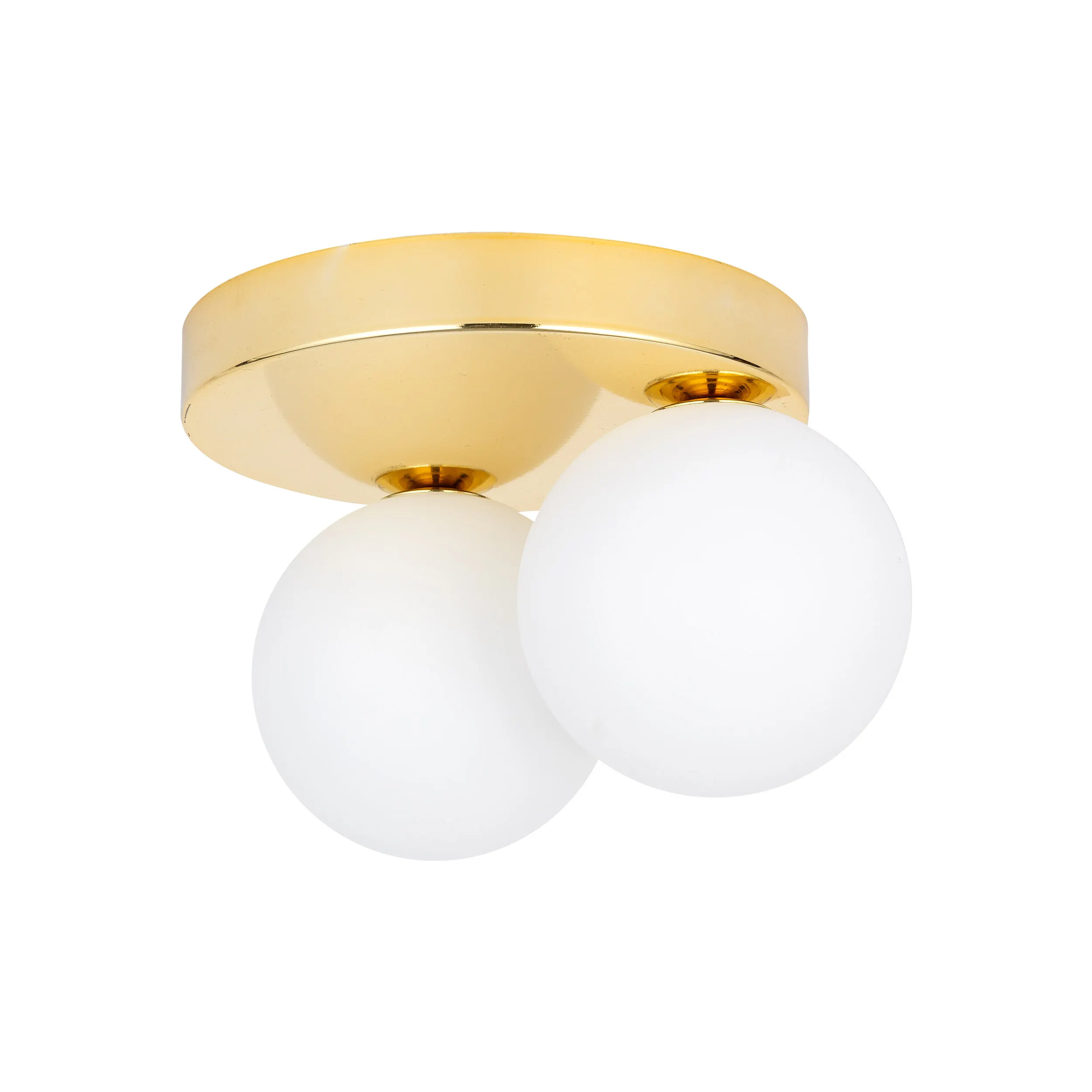 Lampa sufitowa BIANCA złota z białymi okrągłymi szklanymi kloszami na okrągłej podstawie 24x19x15cm