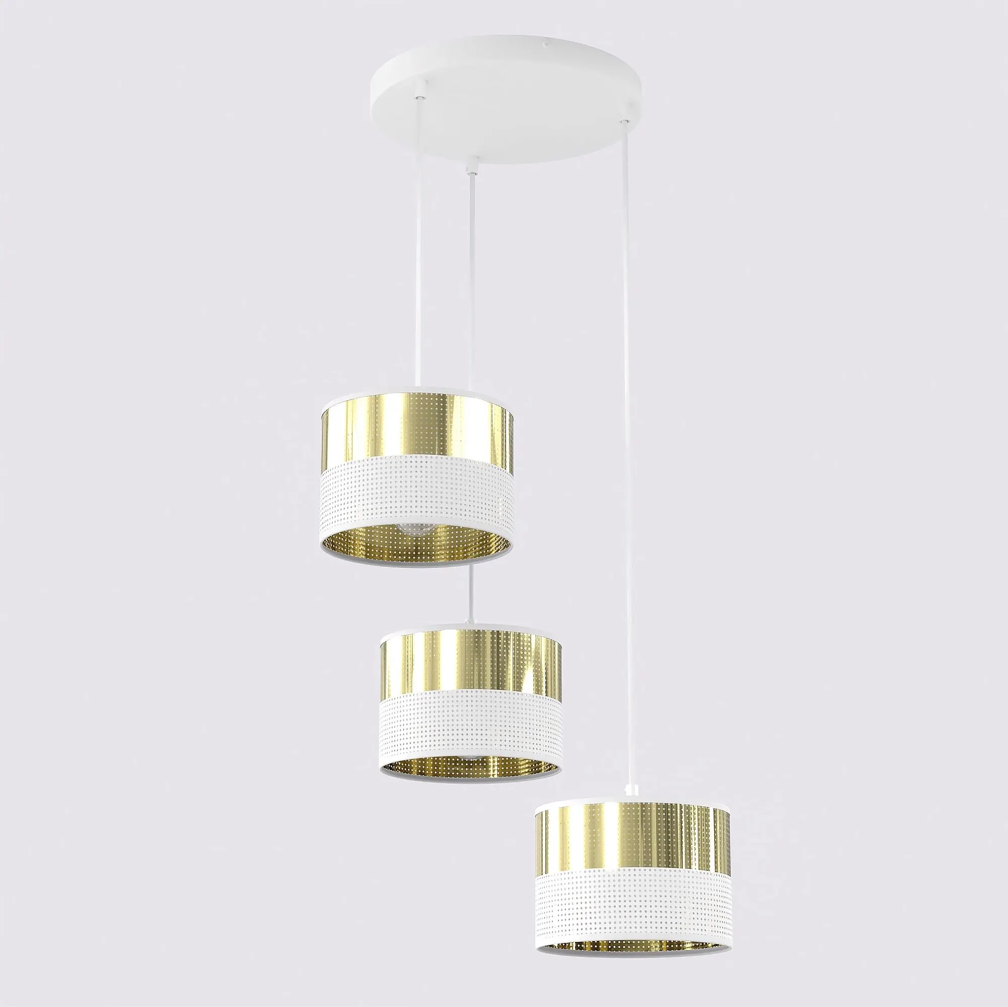 Lampa wisząca LUX 3 WH GOLD PREMIUM z abażurem biała złota