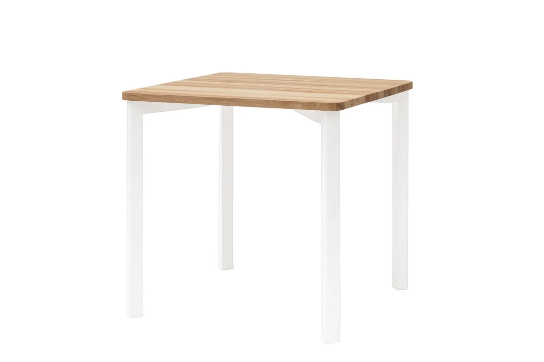 Stół jesionowy kwadratowy TRIVENTI 80x80 naturalny białe zaokrąglone nogi Meble, Tabela, Stolik kawowy, Stół do jadalni, Biurko