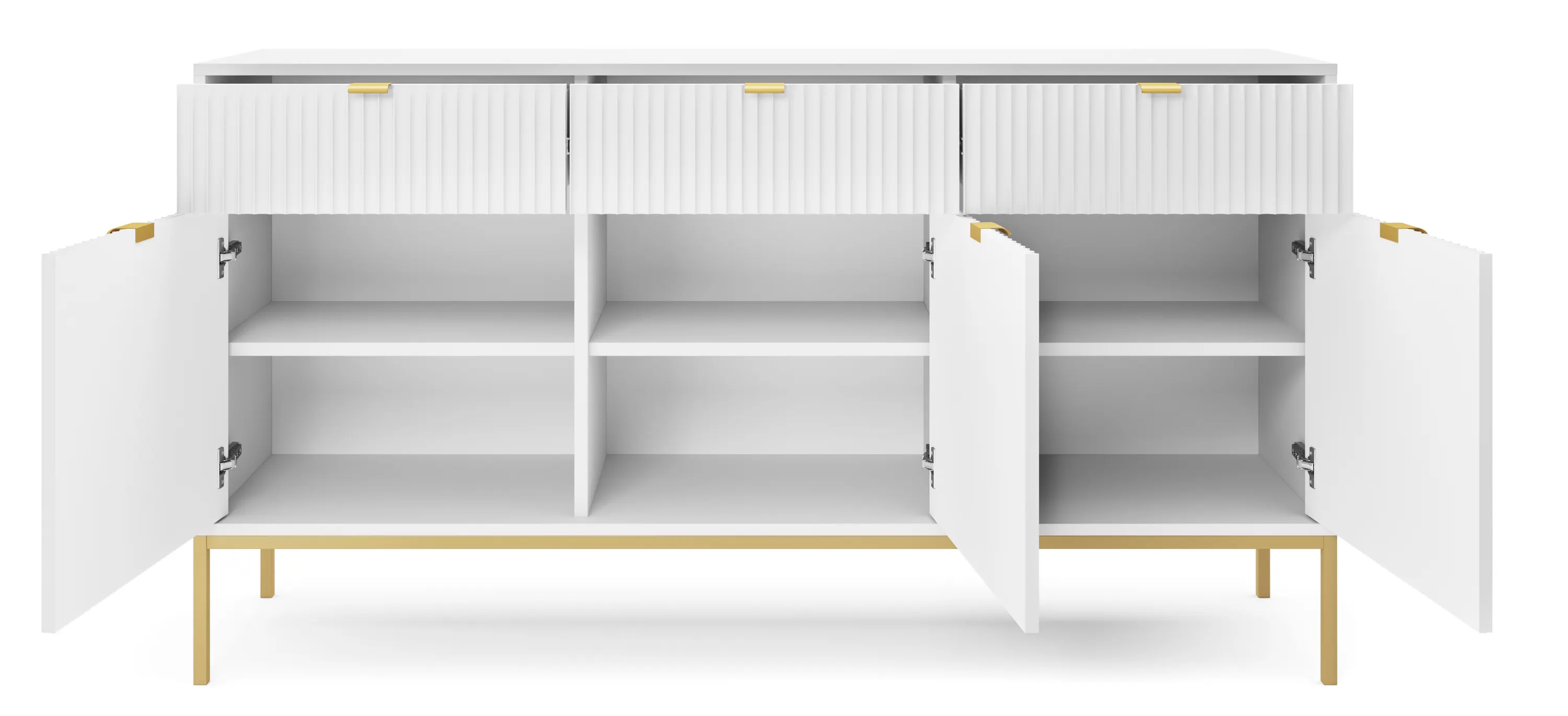 Komoda 3-drzwiowa z 3 szufladami NOVA Biały, Złoty - NOVA_KSZ154_BZL