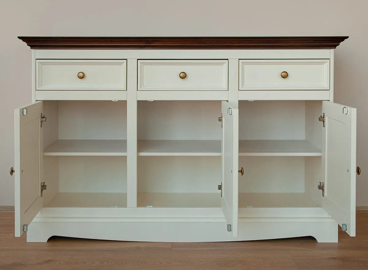 Komoda 3-drzwiowa z 3 szufladami BELLUNO ELEGANTE biała, orzechowy - PL002B/O