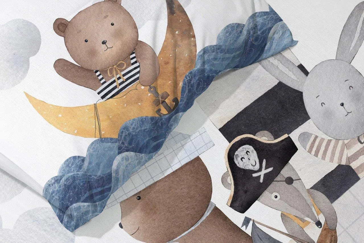 Pościel komplet dla dzieci PRZYTULAKI 025 bawełna 100X135+40X60 ŁÓDKA wielokolorowy - FARO_30441