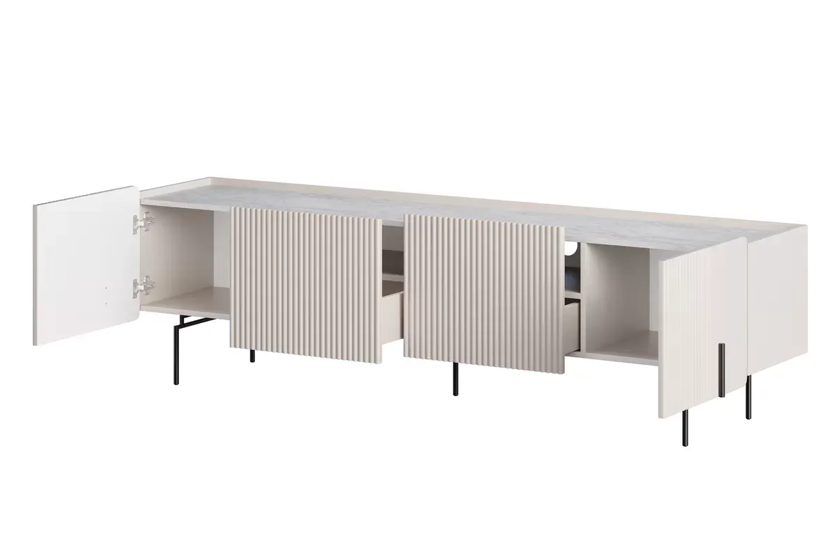 MALMI Szafka RTV 200 2D2SZ - cashmere / crema bianca / czarne nogi - B_162315