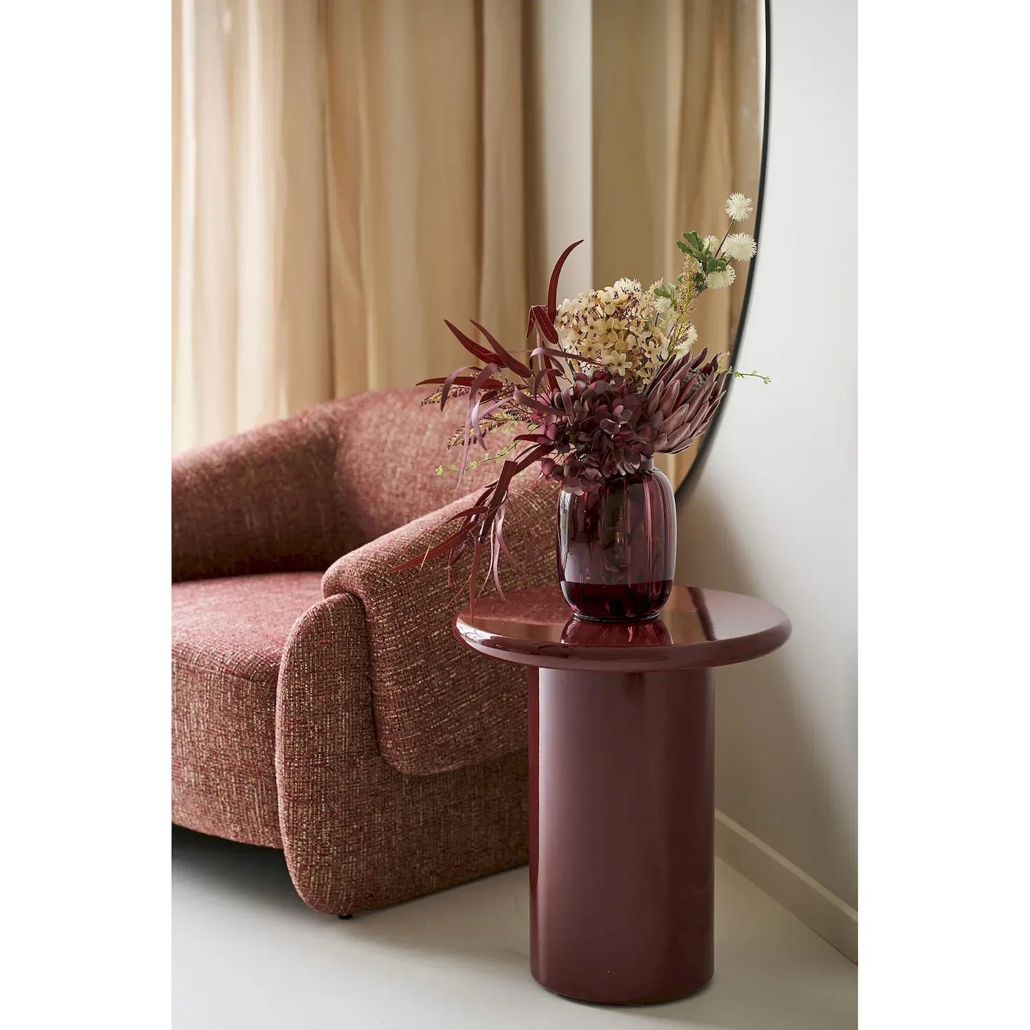 Stolik pomocniczy OTAGO 45cm bordowy