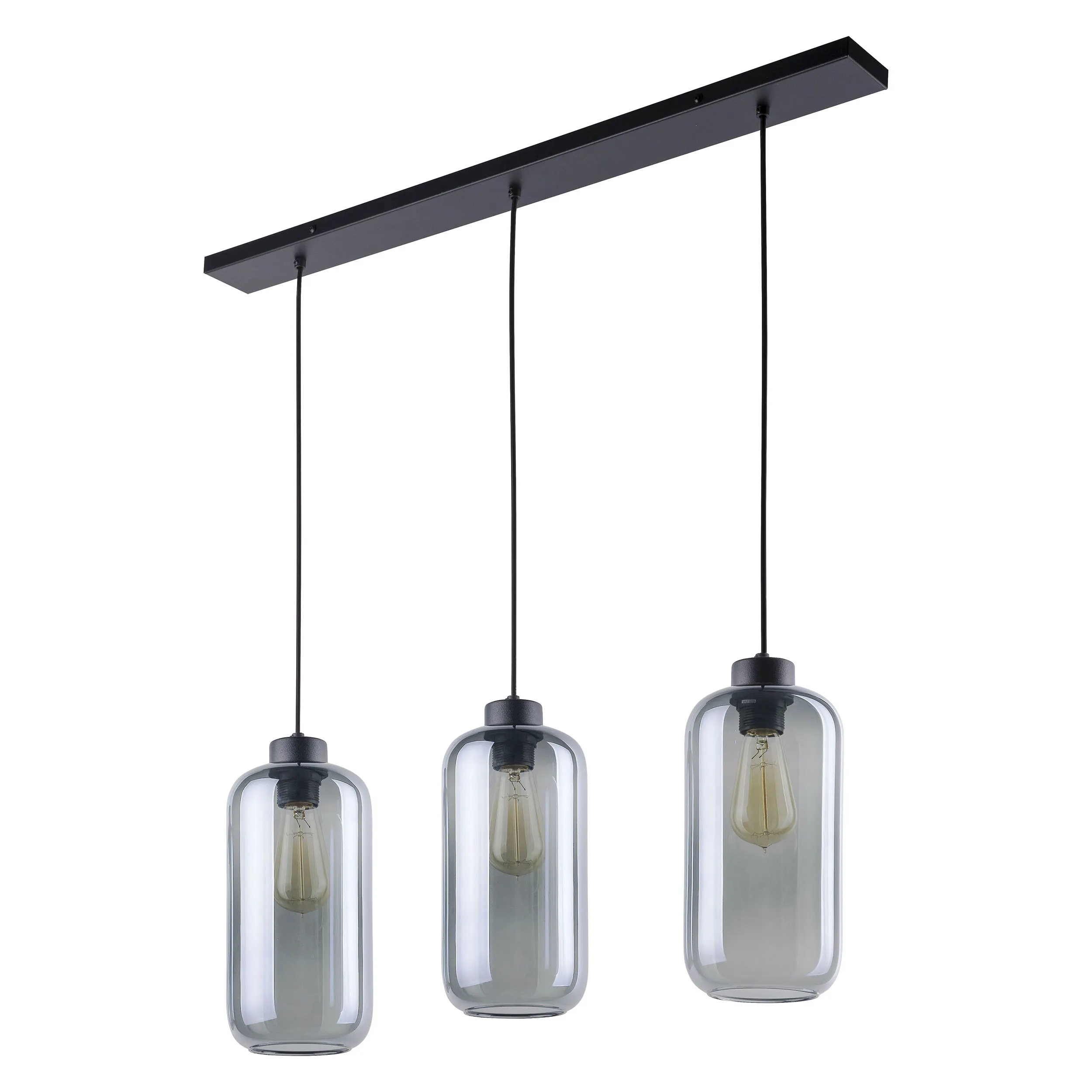 Lampa wisząca MARCO czarna z szarymi szklanymi kloszami 130x83x14cm