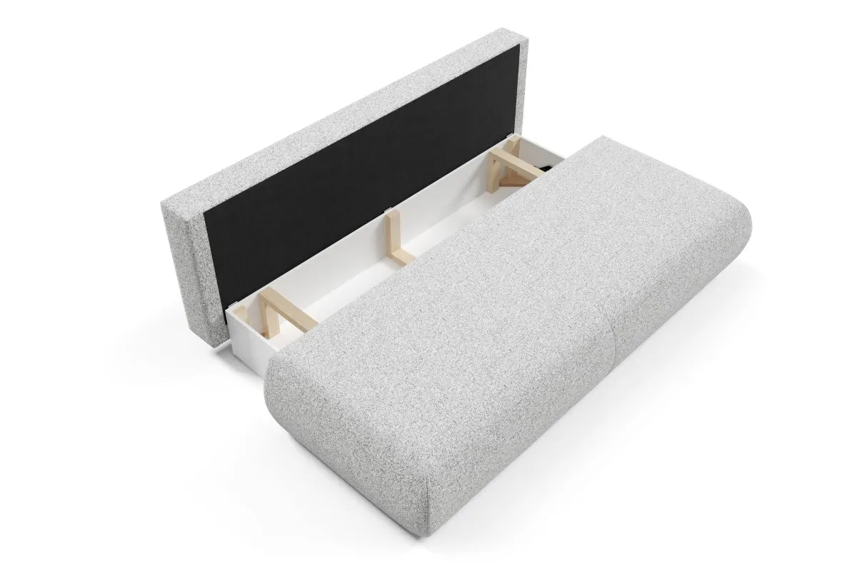Sofa rozkładana z pojemnikiem PUENTE 214 cm jasnoszara