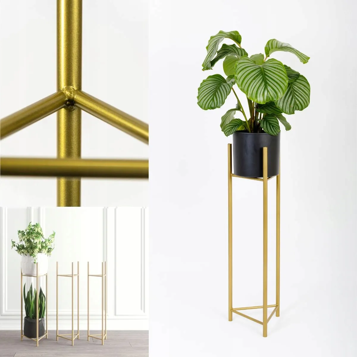 Kwietnik-stojak na donice METZ M metalowy złoty - LD_TZ000024