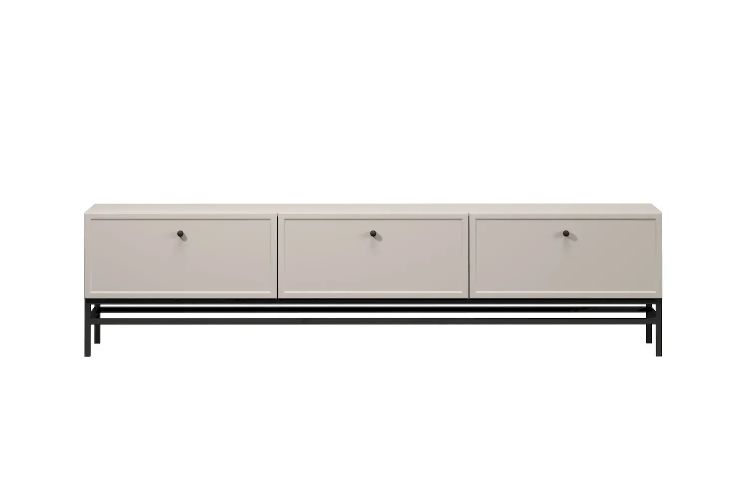 Szafka RTV z klapą i 2 szufladami LORINI 200 - cashmere gałka czarna stelaż czarny - B_166784