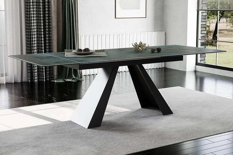 Stół rozkładany SALVADORE CERAMIC 90x160(240) cm ceramika Ossido Verde turkus - SALVADORETUC160