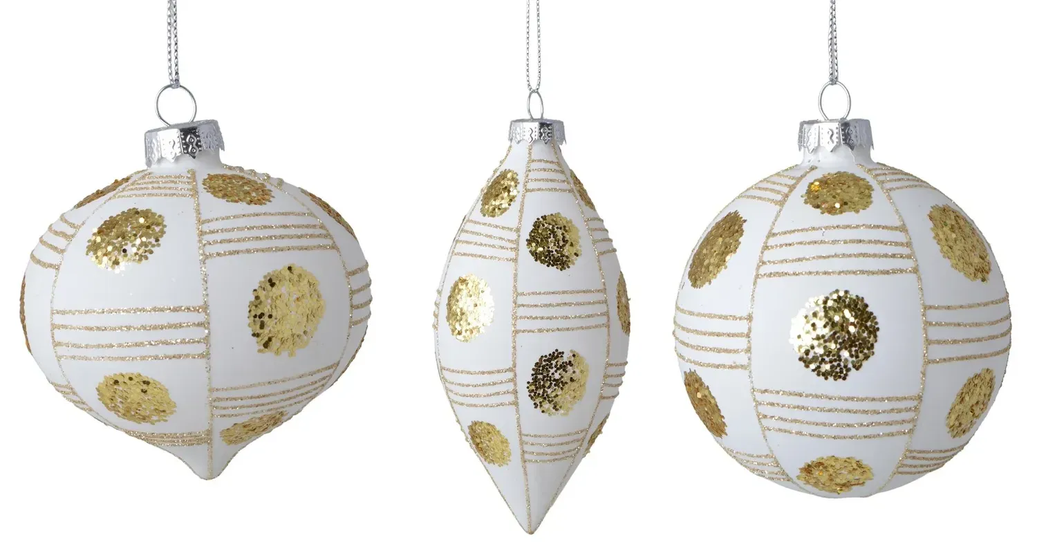 Bombki szklane 12 sztuk biało-złote Bombki szklane 12 sztuk biało-złote