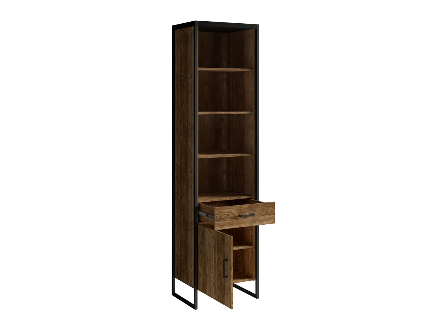 Witryna TARABO 5 wysoka jednodrzwiowa z szufladą appenzeller fichte czarna 210x54x40cm - WYP24ABJH05