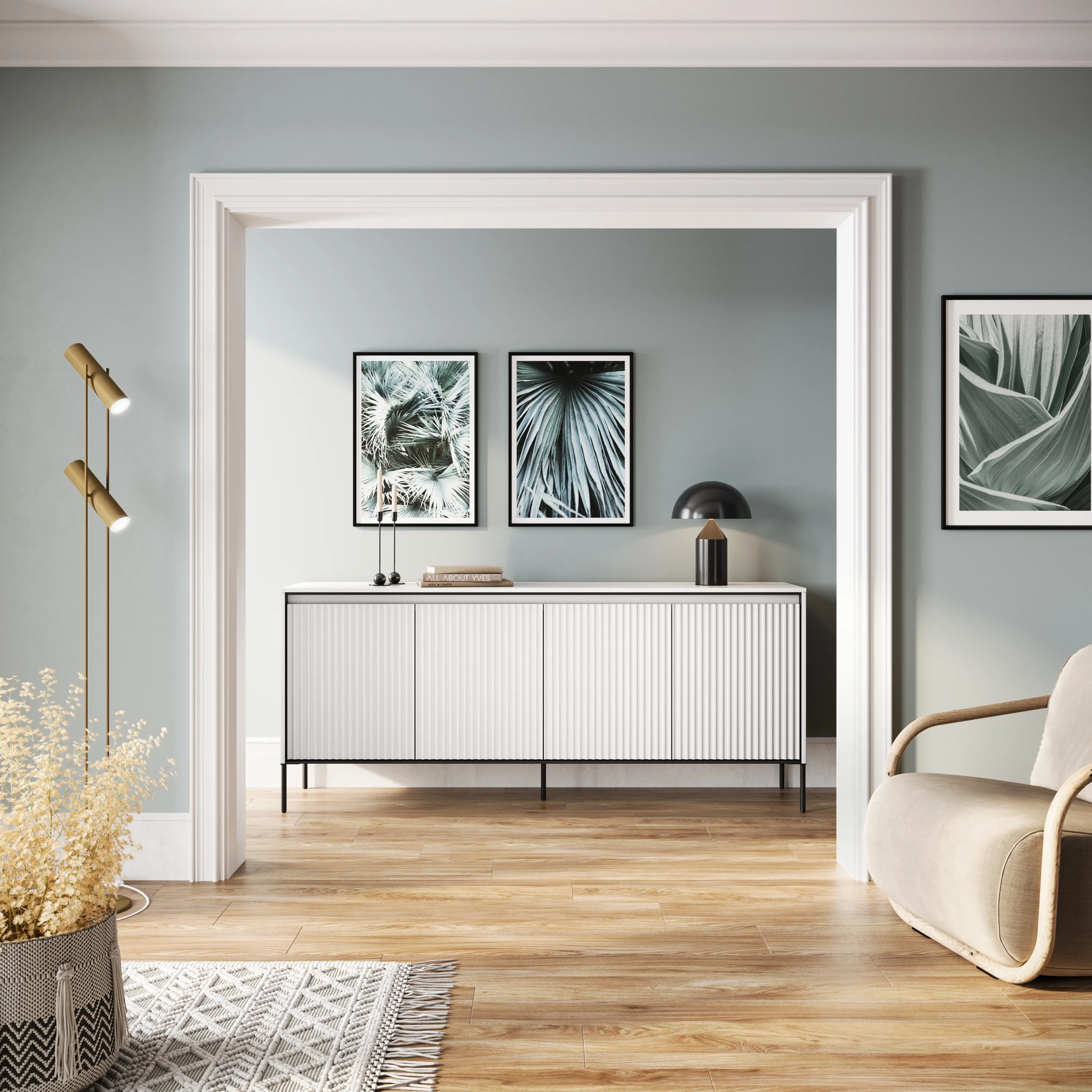 Komoda z oświetleniem TREND TR-04 4D - biały/czarny — zdjęcie 8