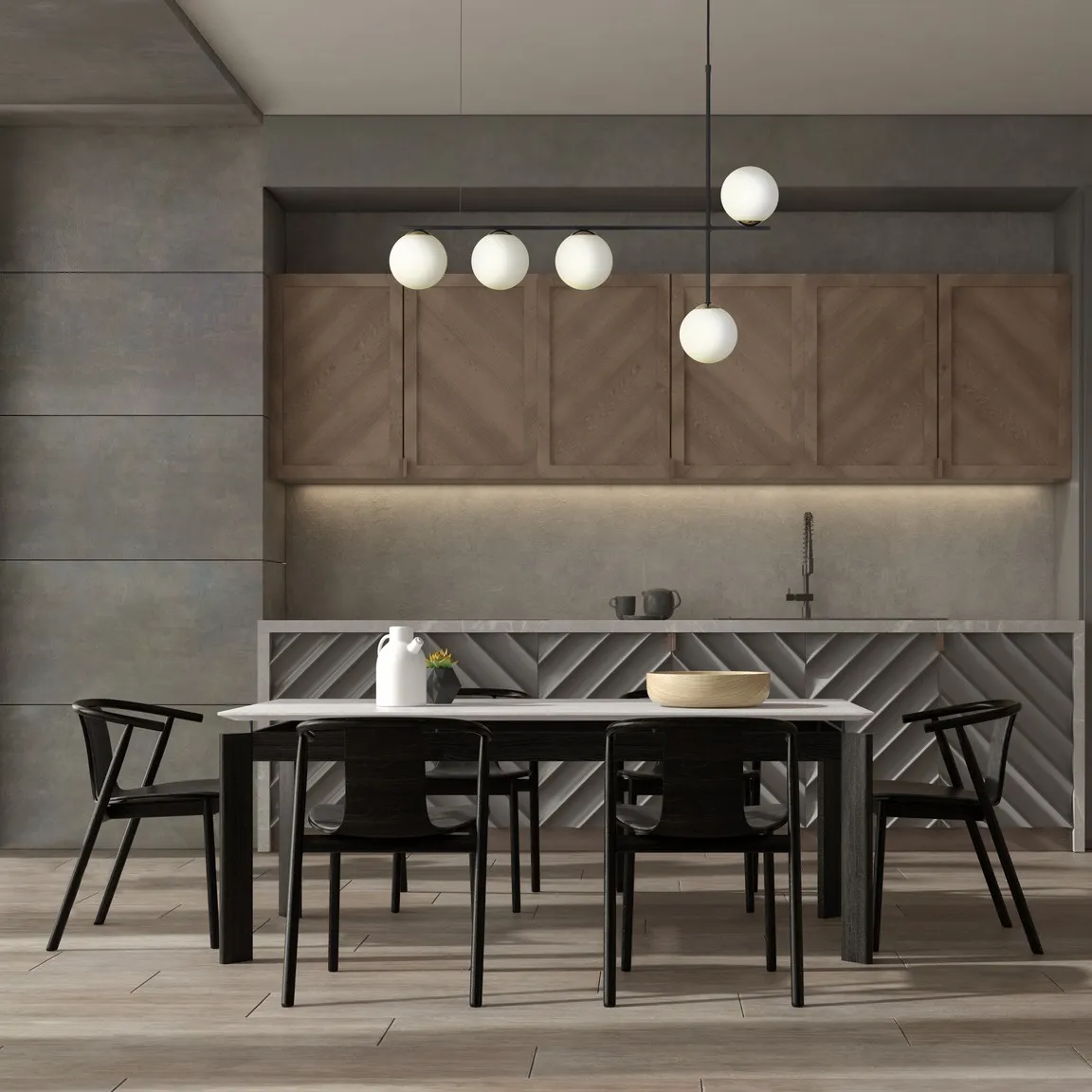 Lampa wisząca SILIA 5 czarno-biała - SI_33694