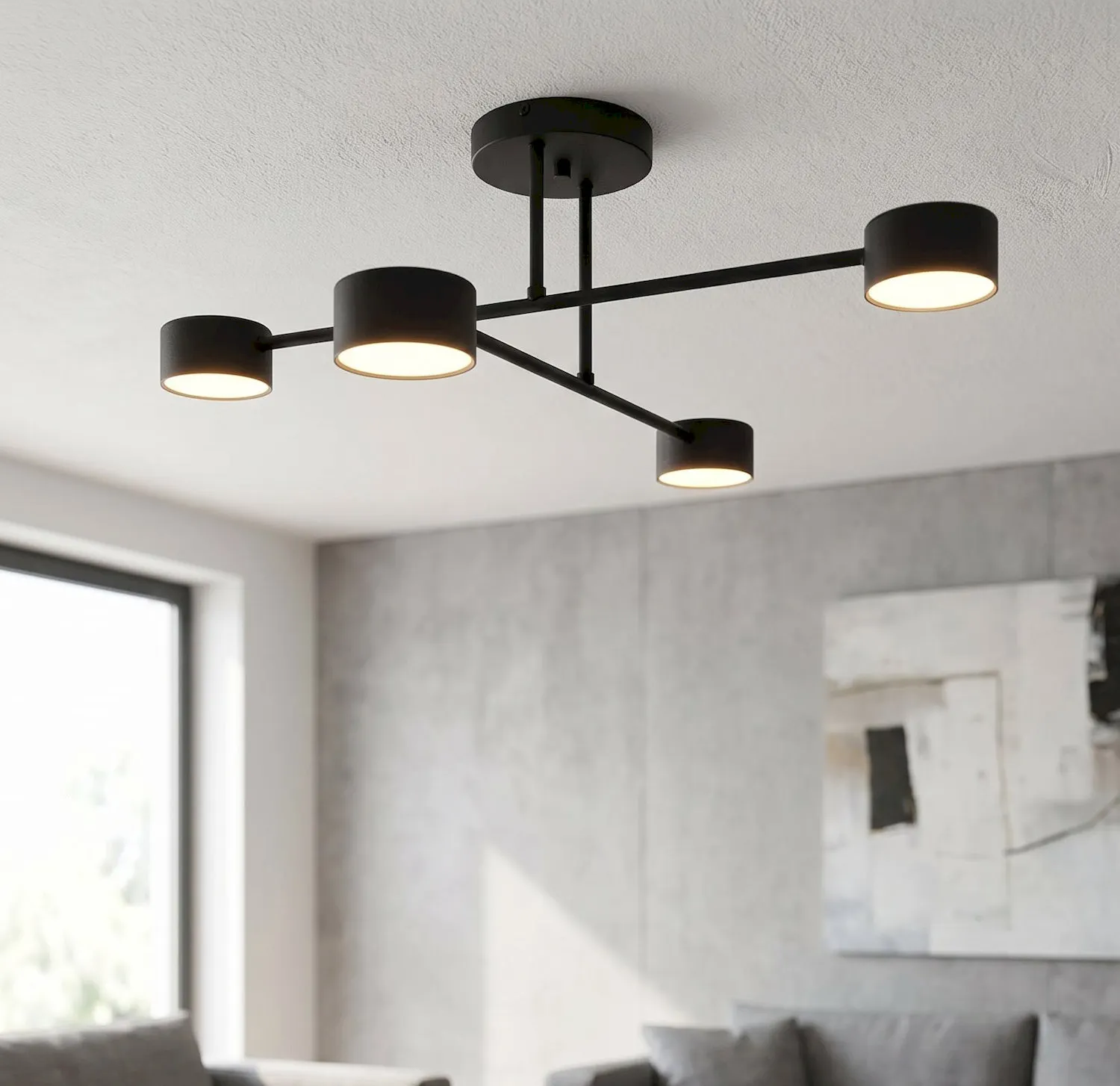 lampa sufitowa, żyrandol, metalowa, czarna, oświetlenie LED