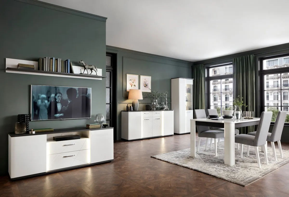 VENEZIA VENP01 PÓŁKA BIAŁA ALPEJSKA/DĄB VICENZA CZARNY Wójcik - 6000000009897