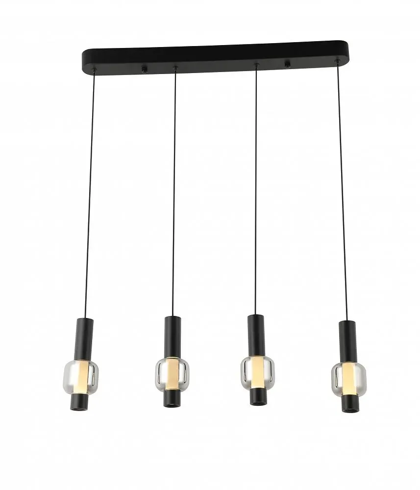 Lampa wisząca prosta RONDA 4 czarny transparentny Lampa wisząca prosta RONDA 4 czarny transparentny