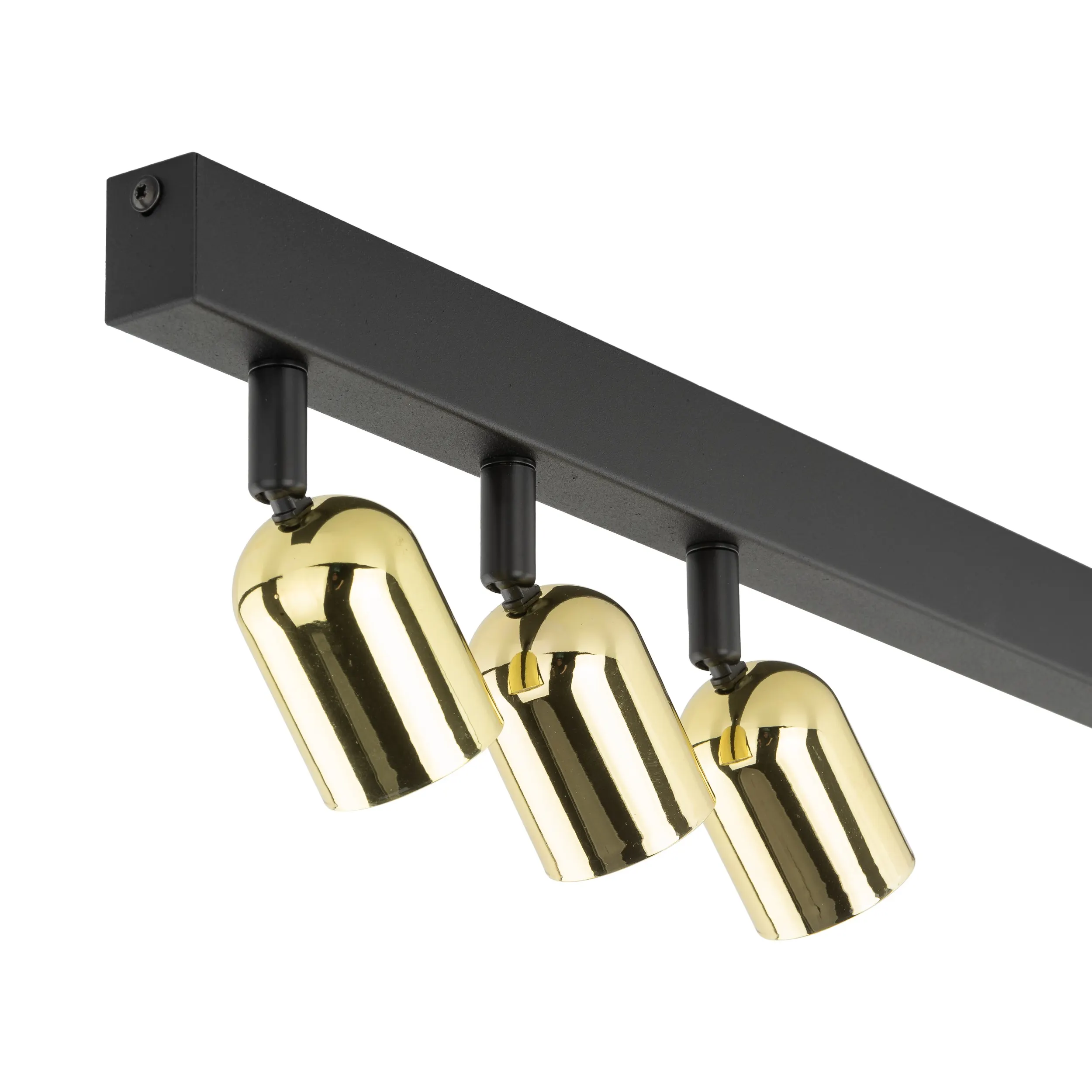Lampa sufitowa TOP czarna ze złotymi reflektorami niesymetryczna na metalowej listwie 94x18x16cm - TK_6314