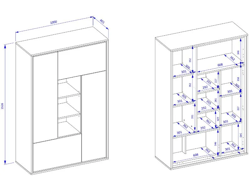 Komoda MUNDO 46 4-drzwiowa z wnęką wysoka dąb royalis touchwood 153x100x40cm - 24RTKT46