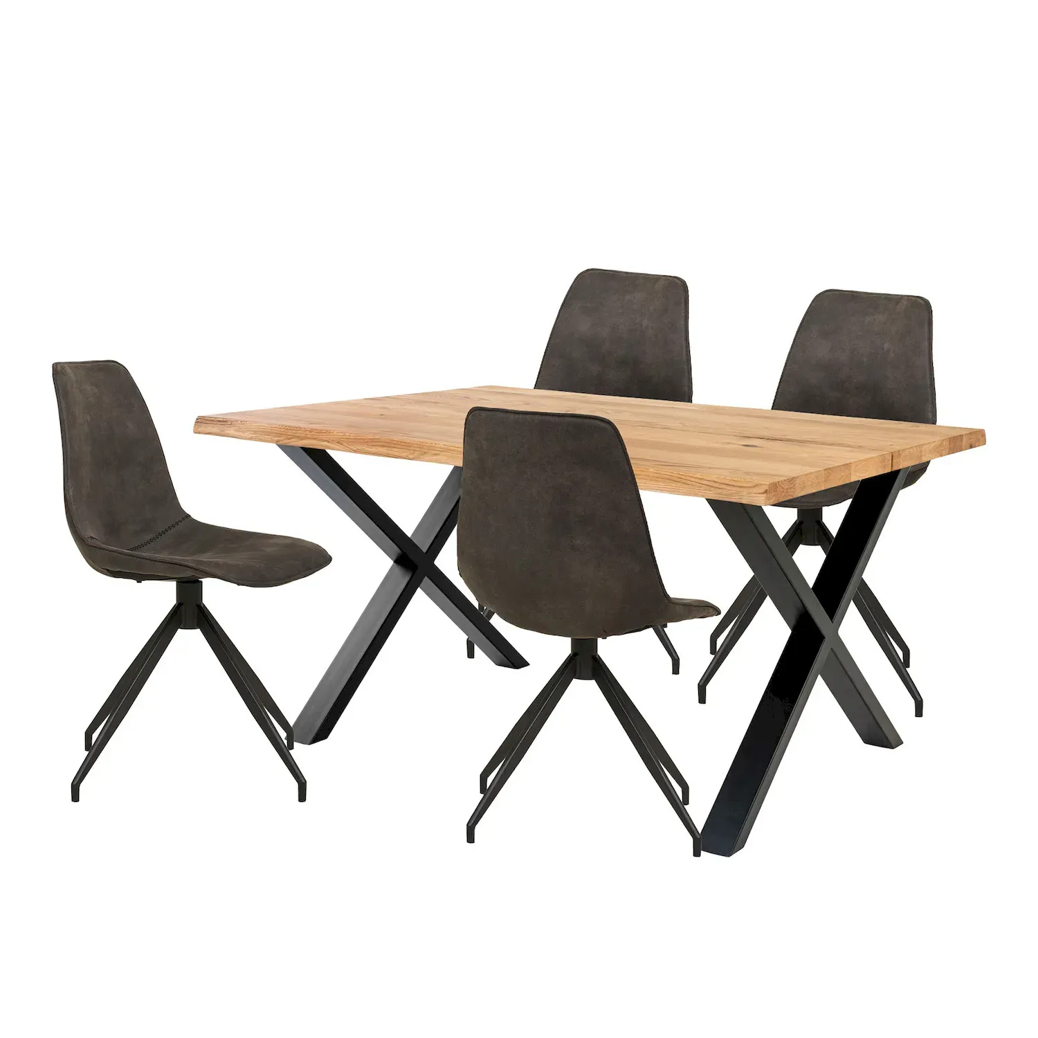 Zestaw do jadalni Stół TOULON 95x140cm  i 4 krzesła obrotowe MONACO naturalny szary