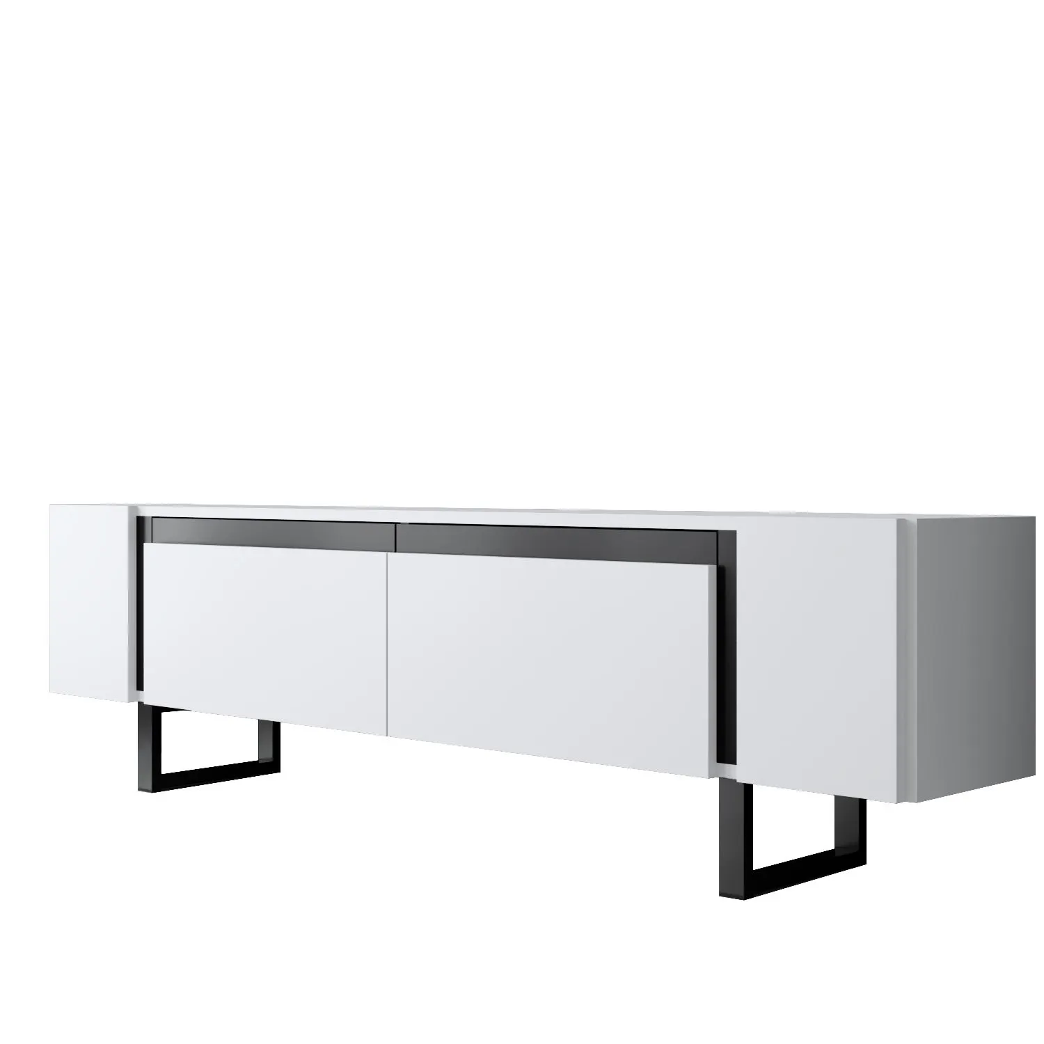 Szafka RTV z 2 klapami YILDIZ 180x30x50 cm biały czarny