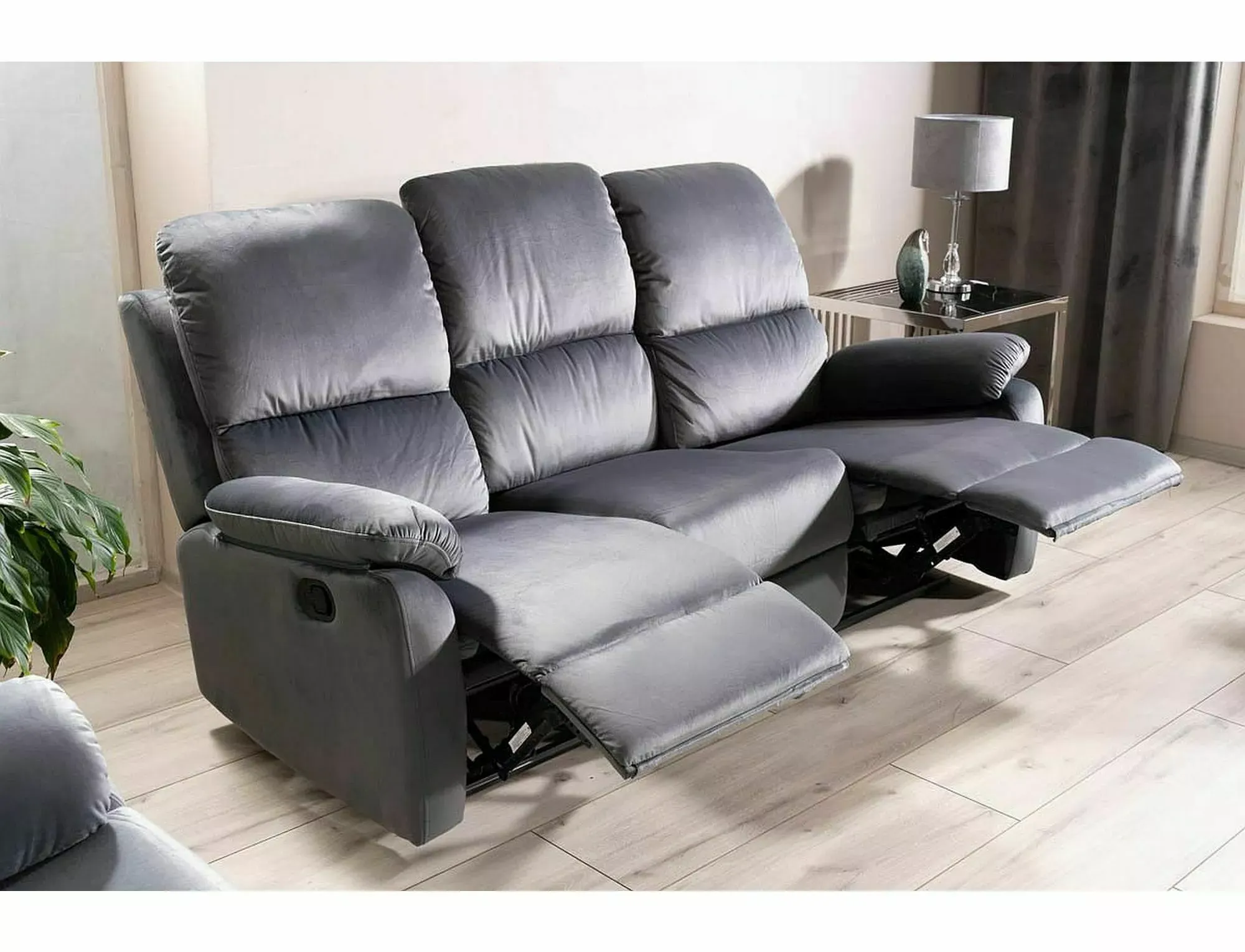 Sofa rozkładana SPENCER 3 VELVET Bluvel 14 szary - SPENCER3VSZ