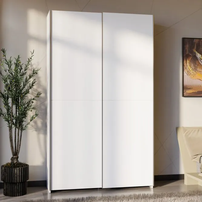 Szafa 2-drzwiowa HOME NOOK drążek i półki drzwi przesuwne 120cm biała - HMNS62232-120