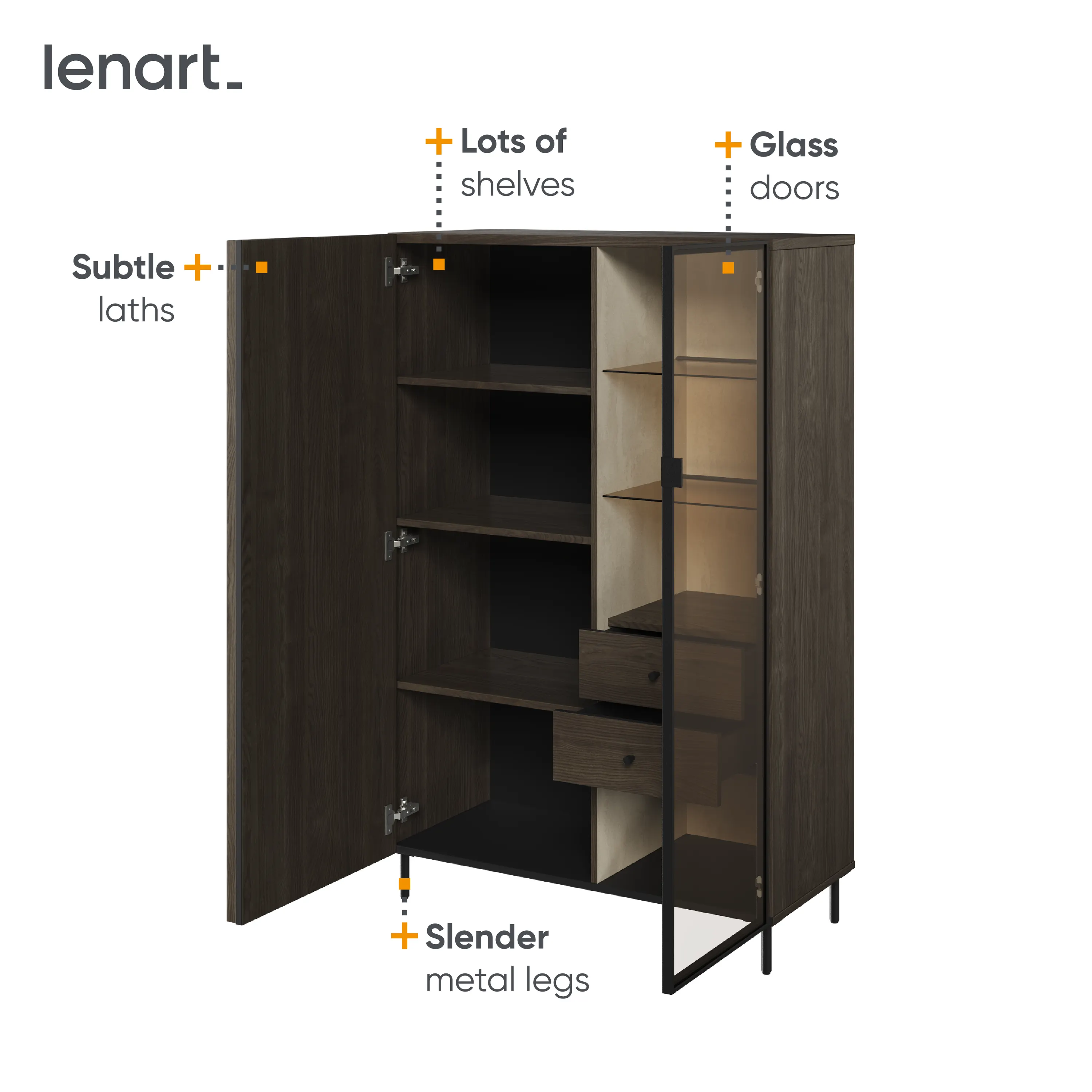 Niska witryna Piemonte PE-06 lamel jesion portlandzki/czarny - PE6JCZ