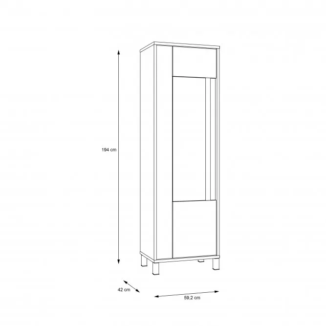 Witryna wysoka szklana lewa HAYATO świerk alpejski/czarny - HYTV711L-M215
