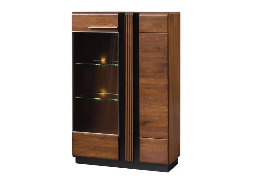 Witryna PORTI 15 2-drzwiowa drewniana dąb antyczny czarna 145x95x42cm