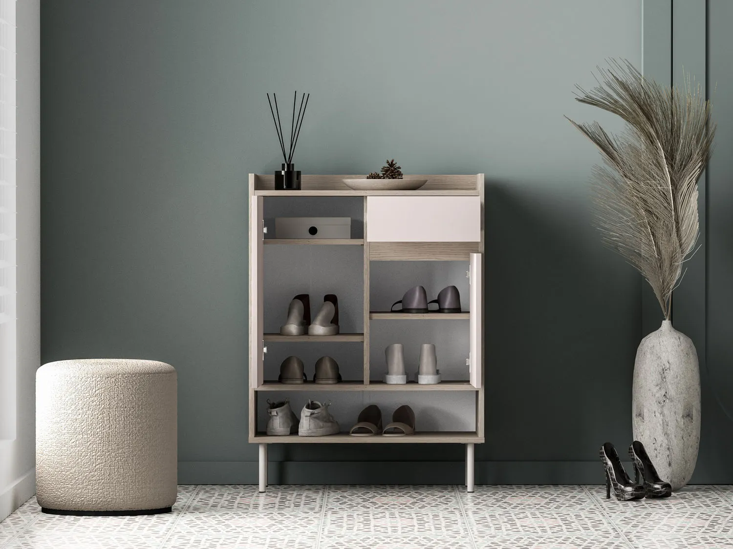 Szafka na buty z szufladą VOCO 70x95 dąb cremona/kaszmir - 1VOCO03-001